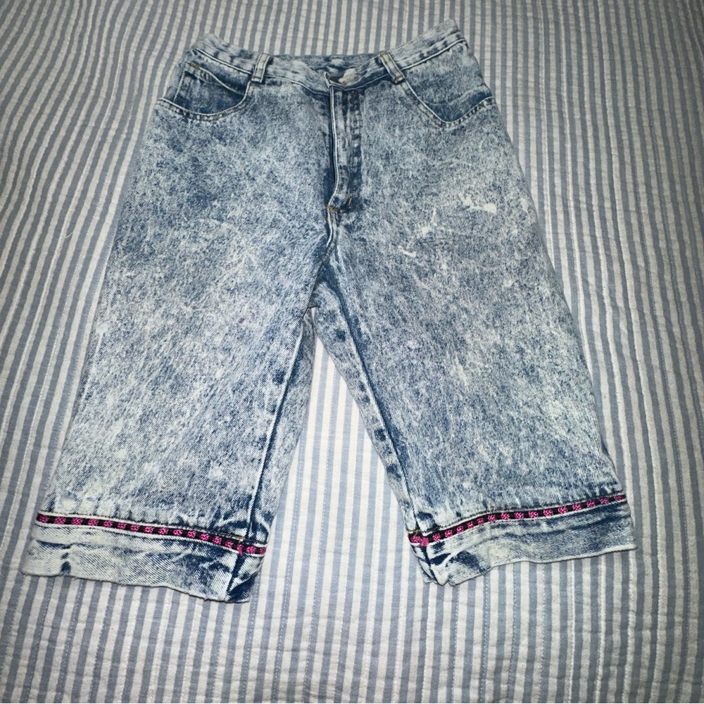 Vintage 80's Landing Gear Acid Wash High Waist Denim Shorts Retro Y2K Size 7